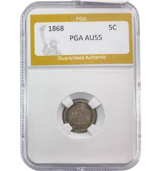 1868 Seated Liberty Half Dime PGA AU55