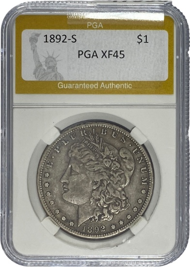 1892-S Morgan Silver Dollar PGA XF45