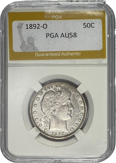 1892-O Barber Half Dollar PGA AU58