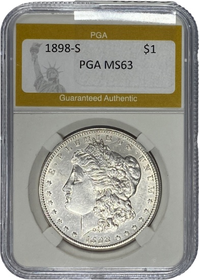 1898-S Morgan Silver Dollar PGA MS63