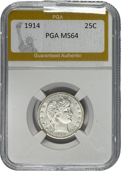 1914 Barber Quarter PGA MS64