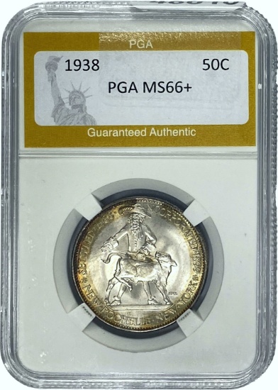 1938 50C New Rochelle Commemorative PGA MS66+