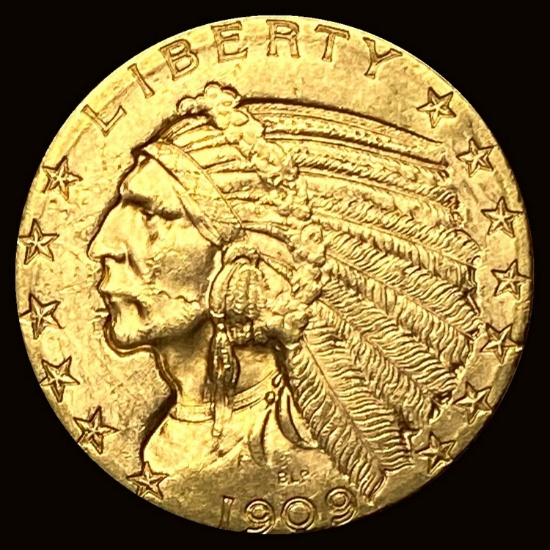 1909-D Indian Head $5 Gold Half Eagle GEM BU