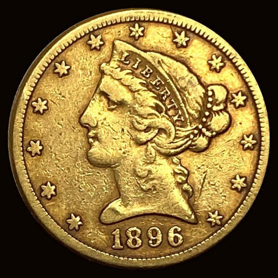 1896-S Gold $5 Half Eagle LIGHTLY CIRCULATED