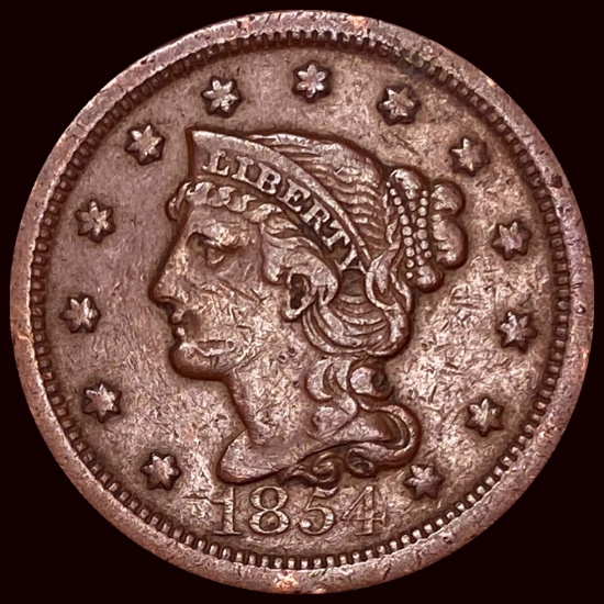 1854 Braided Hair Large Cent CLOSELY UNCIRCULATED