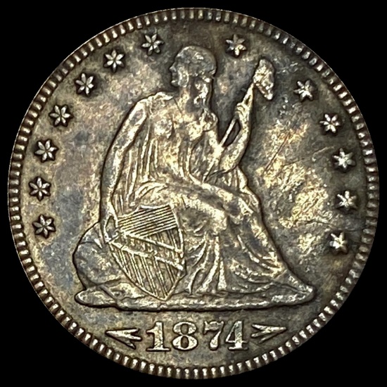1874-S Silver Seated Liberty Quarter NEARLY UNCIRCULATED