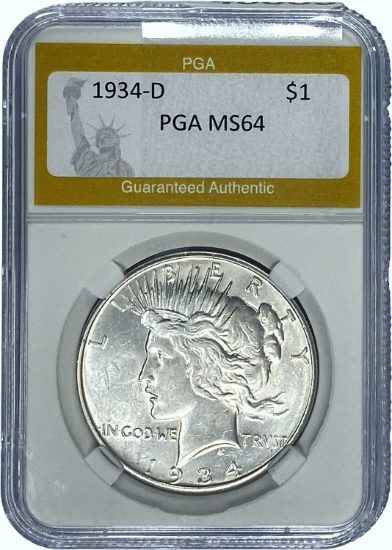 1934-D Peace Dollar PGA MS64