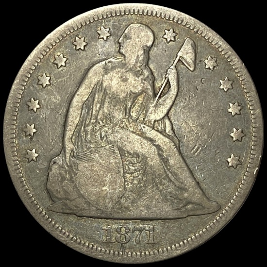 1871 Silver Seated Liberty Dollar CLOSELY UNCIRCULATED