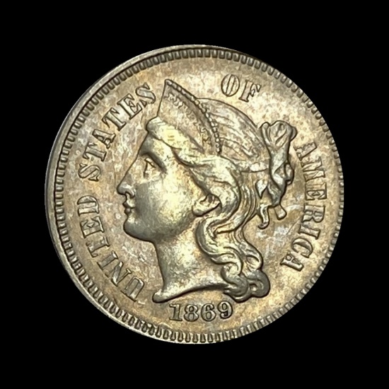 1869 Nickel Three-Cent Piece CHOICE AU
