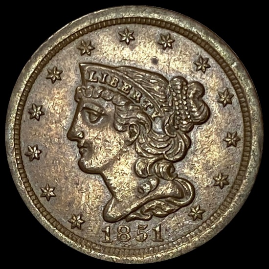 1851 Braided Hair Half Cent UNCIRCULATED