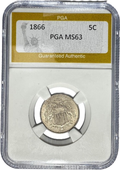 1866 Shield Nickel PGA MS63