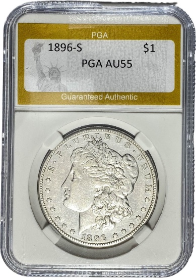 1896-S Morgan Dollar PGA AU55