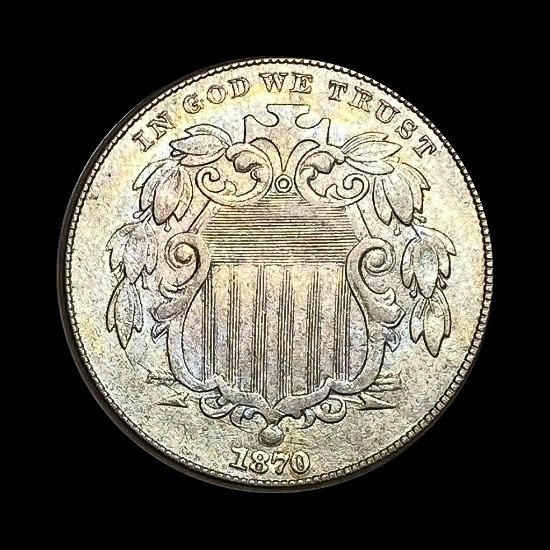 1870 Shield Nickel CHOICE AU