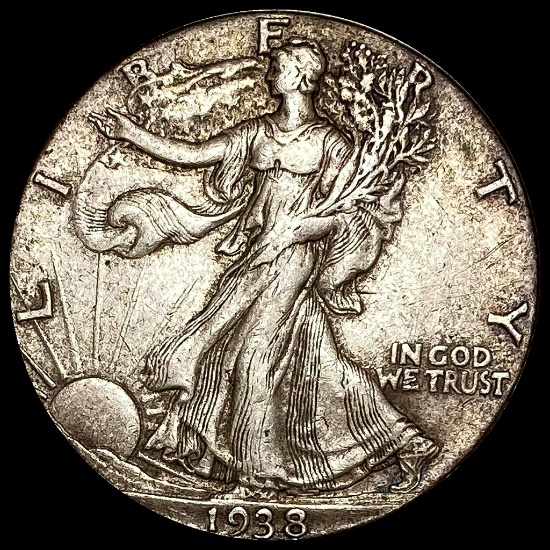1938-D Silver Half Dollar Walking Liberty LIGHTLY CIRCULATED