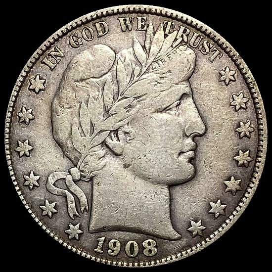 1908-D Silver Barber Half Dollar LIGHTLY CIRCULATED
