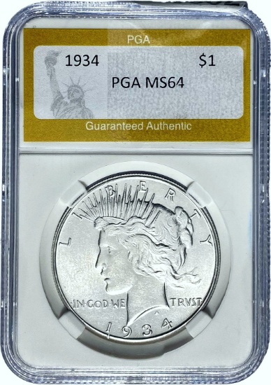 1934 Peace Dollar PGA MS64