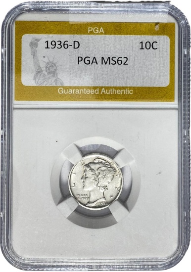 1936-D Mercury Dime PGA MS62