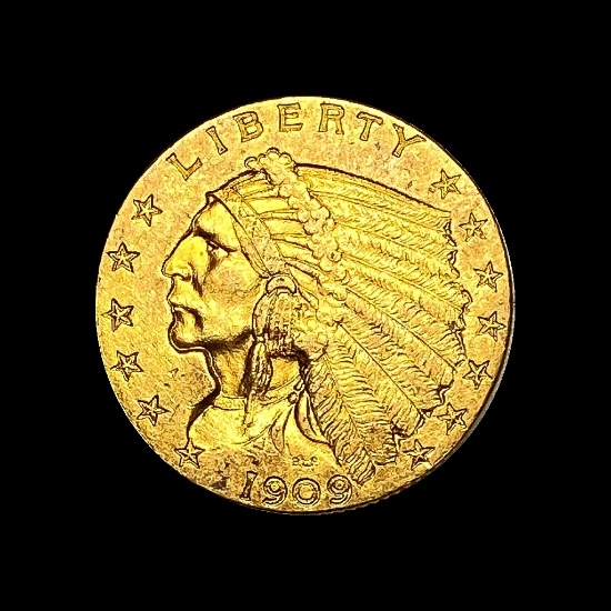 1909-S Gold $2.50 Indian Head Quarter Eagle CHOICE AU