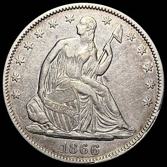 1866 Silver Half Dollar (Seated Liberty) CLOSELY UNCIRCULATED