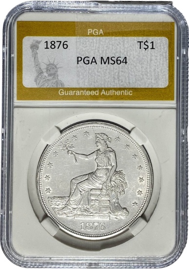 1876 Trade Dollar PGA MS64