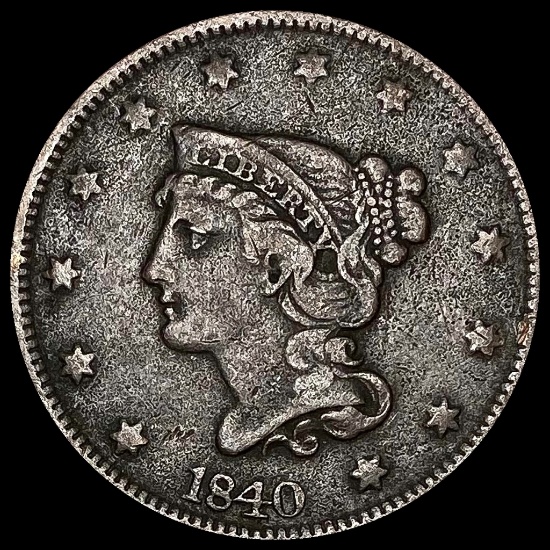 1840 Braided Hair Large Cent LIGHTLY CIRCULATED