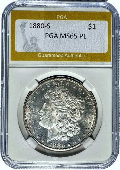 1880-S Morgan Dollar PGA MS65 PL SILVER