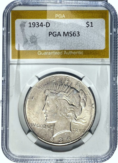 1934-D Peace Dollar PGA MS63