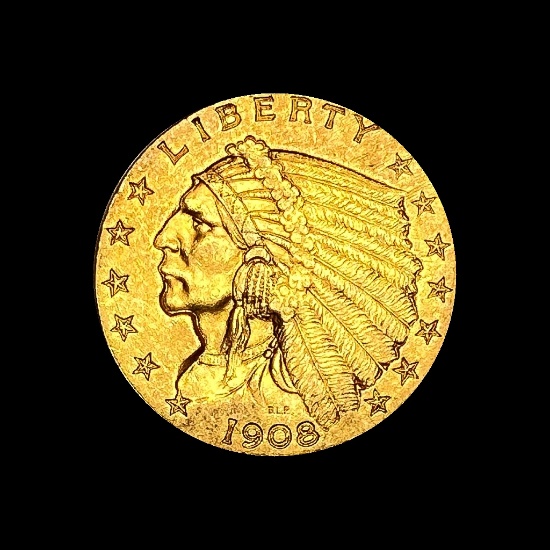 1908 Indian Head $2.5 Gold Quarter Eagle CHOICE AU