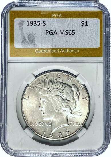 1935-S Peace Dollar PGA MS65
