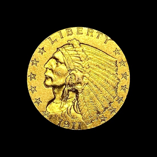 1911 Indian Head Gold $2.50 Quarter Eagle CHOICE AU