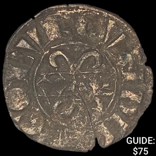 [1305-1315] French Burgundy Dukes Hugues V Silver Denier CLOSELY UNCIRCULATED