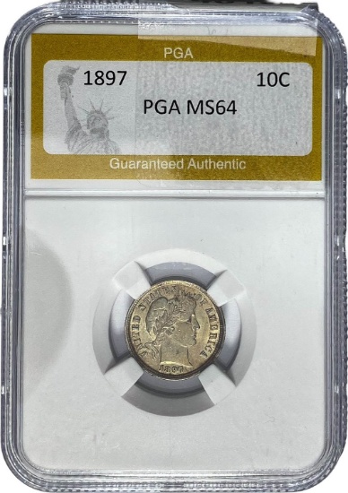 1897 Barber Dime PGA MS64