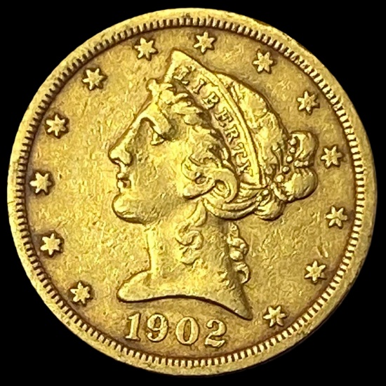 1902-S Liberty Head Half Eagle $5 Gold NEARLY UNCIRCULATED