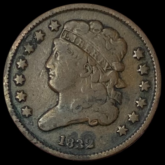 1832 Classic Head Half Cent LIGHTLY CIRCULATED