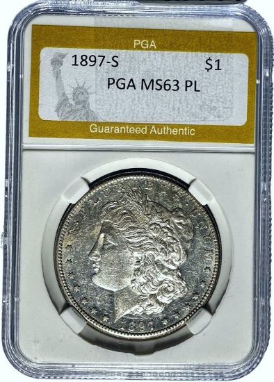 1897-S Morgan Dollar PGA MS63 PL