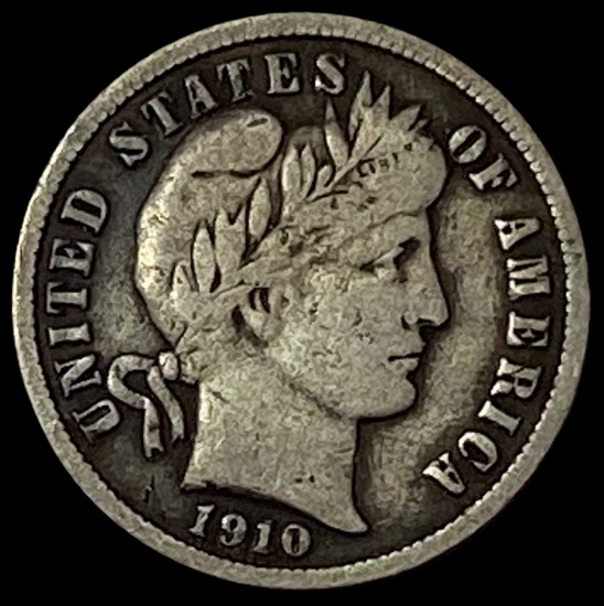 1910-S Silver Barber Dime LIGHTLY CIRCULATED