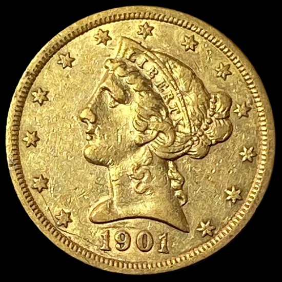 1901-S Gold $5 Liberty Head Half Eagle NEARLY UNCIRCULATED