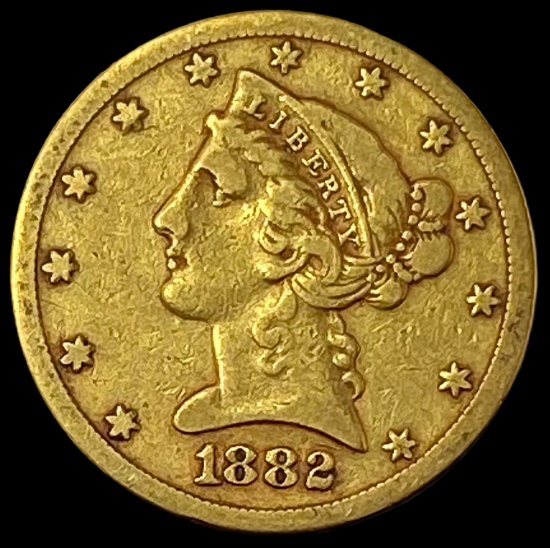 1882-S Gold $5 Liberty Head Half Eagle NEARLY UNCIRCULATED