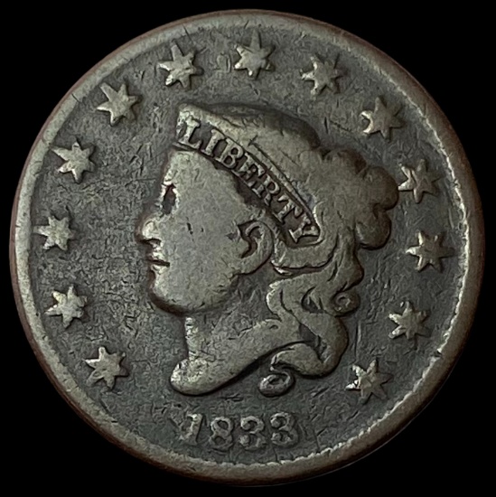 1833 Coronet Head Large Cent LIGHTLY CIRCULATED