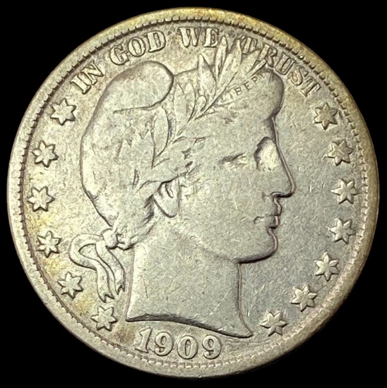 1909-O Silver Barber Half Dollar LIGHTLY CIRCULATED