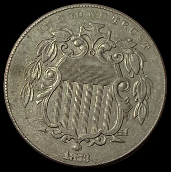 1873 Shield Nickel NEARLY UNCIRCULATED