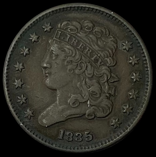 1835 Copper Classic Head Half Cent LIGHTLY CIRCULATED