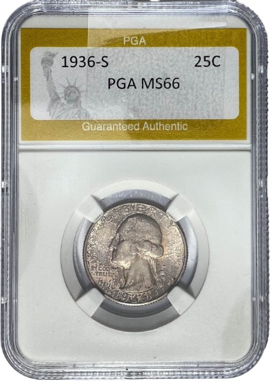 1936-S Washington Quarter PGA MS66