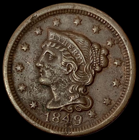 1849 Braided Hair Large Cent NEARLY UNCIRCULATED