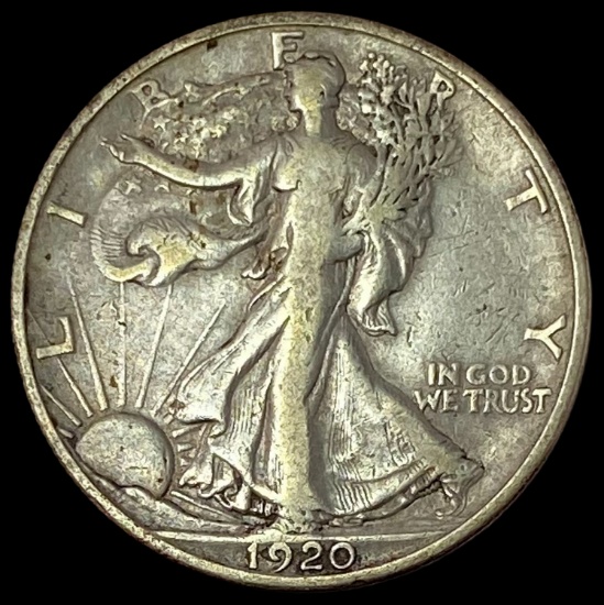 1920-S Silver Walking Liberty Half Dollar LIGHTLY CIRCULATED