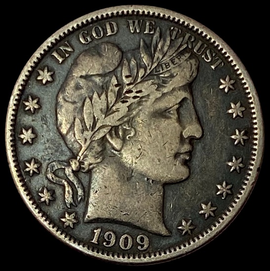 1909-O Silver Half Dollar (Barber) LIGHTLY CIRCULATED