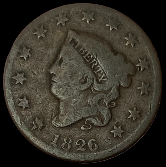 1826 Coronet Head Large Cent NICELY CIRCULATED