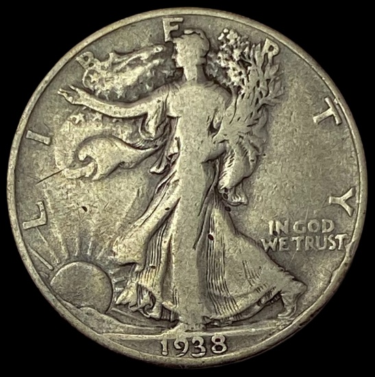 1938-D Silver Walking Liberty Half Dollar LIGHTLY CIRCULATED