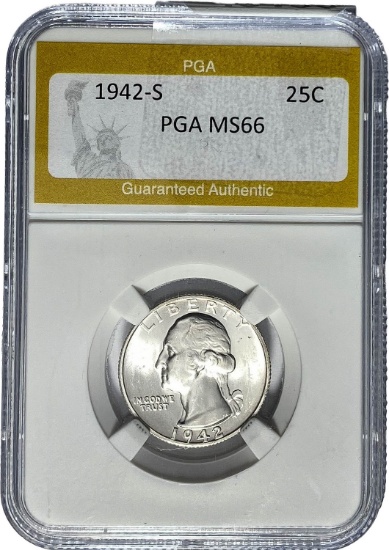 1942-S Washington Quarter PGA MS66