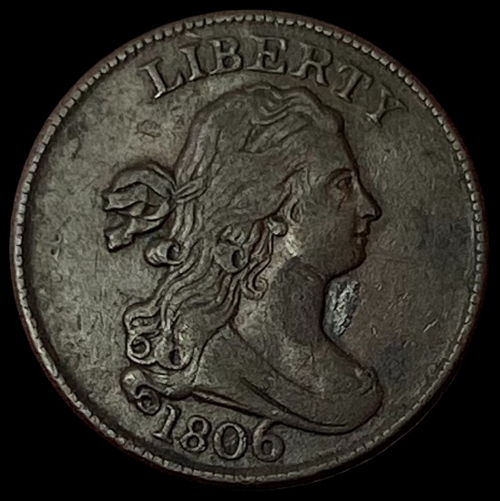 1806 Copper Half Cent Draped Bust ABOUT UNCIRCULATED